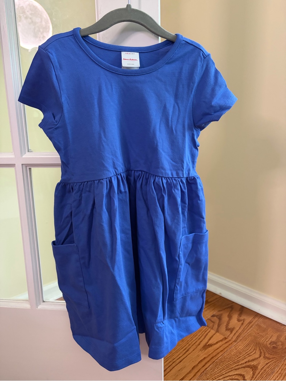 Hanna Andersson Girls Size 5 Short-Sleeve Blue Pocket Dress NWOT